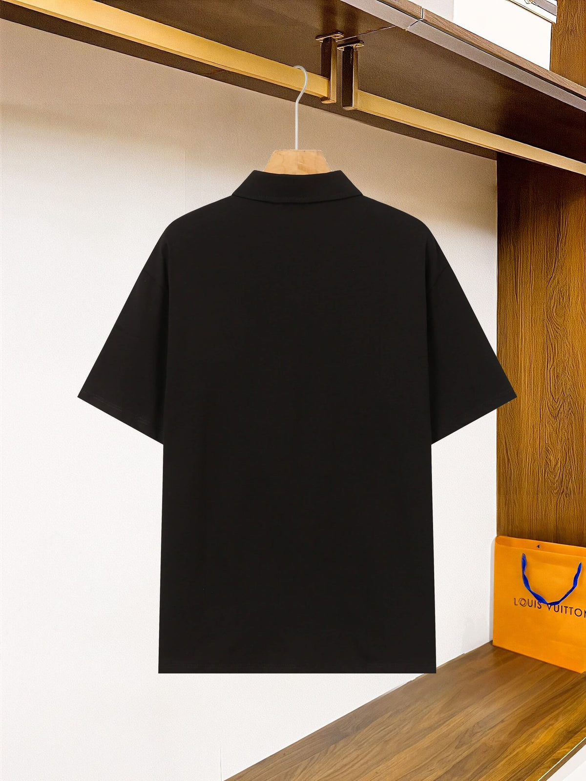 Brown Black Embroidered Polo