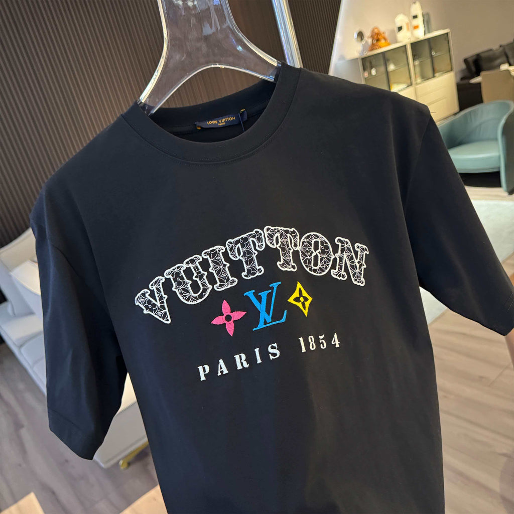 26ss new embroidery craft logo letter short sleeved shirt