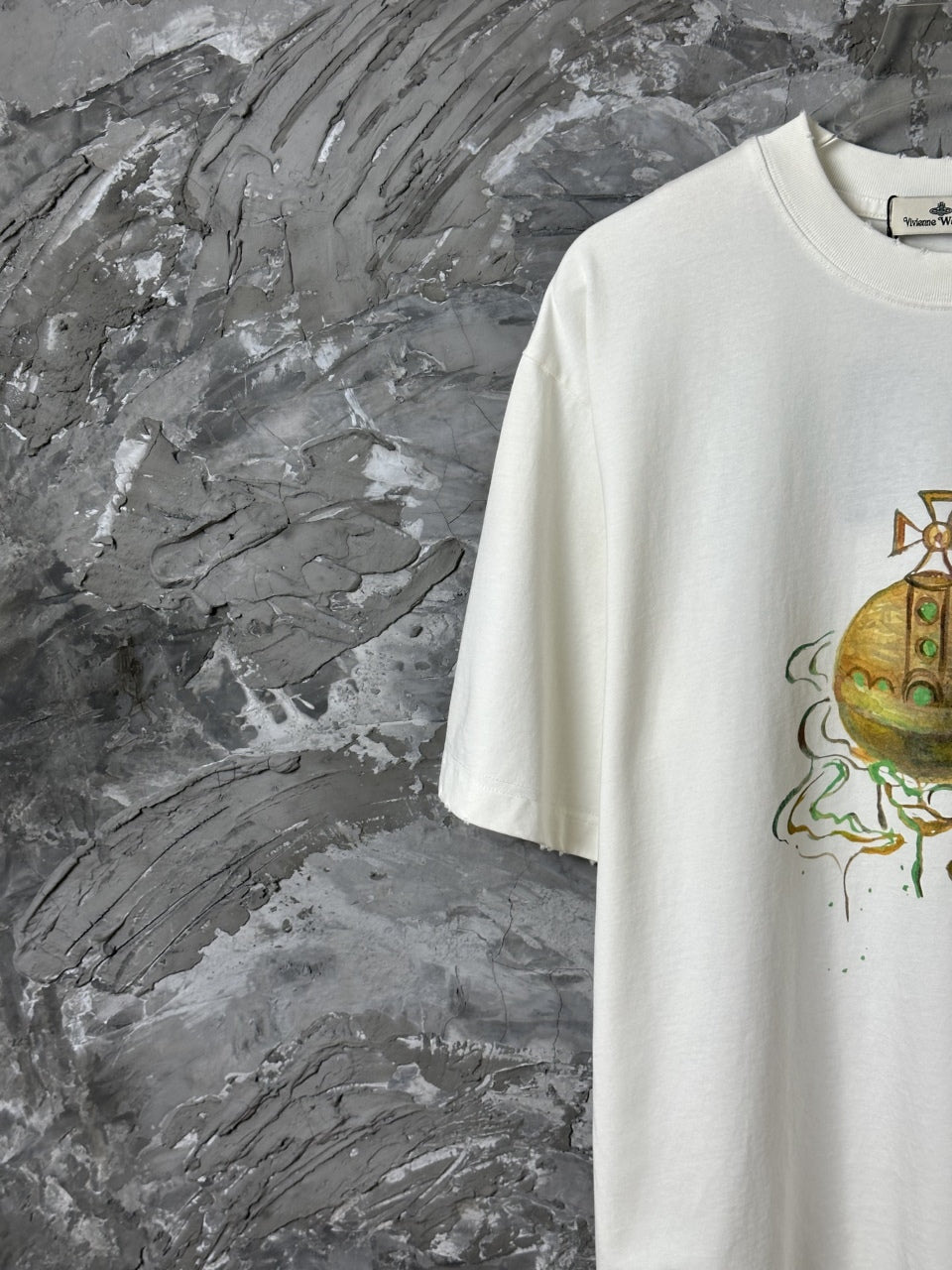 Letter Rainbow Paint Inkjet Printed Short Sleeve T-shirt