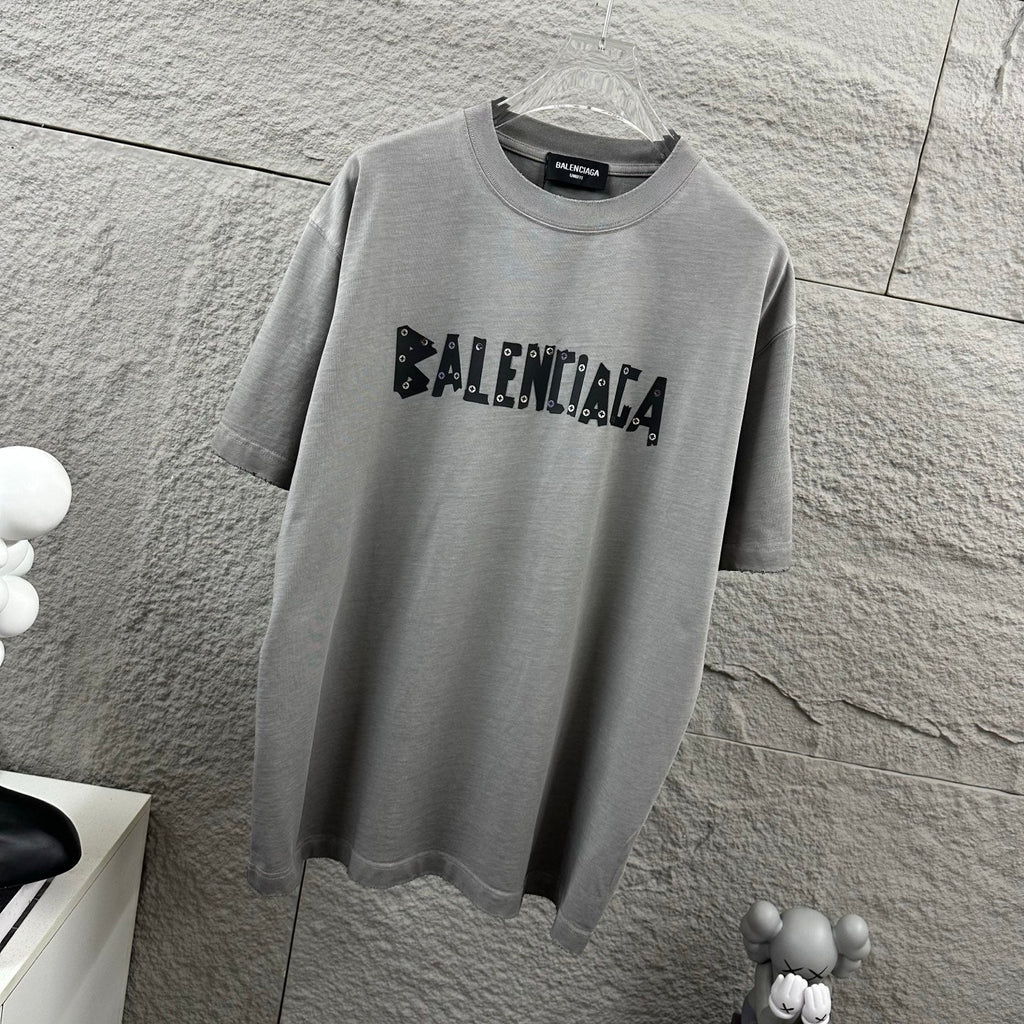 Hot stamping+hot drilling process pure cotton fabric short sleeved T-shirt for both men and women