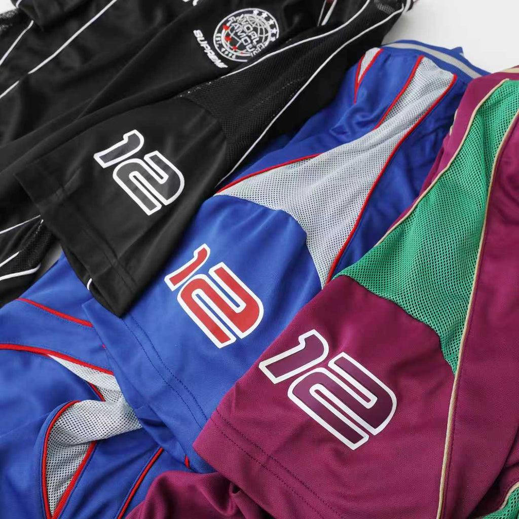 Embroidered patch short sleeved football jersey for both men and women