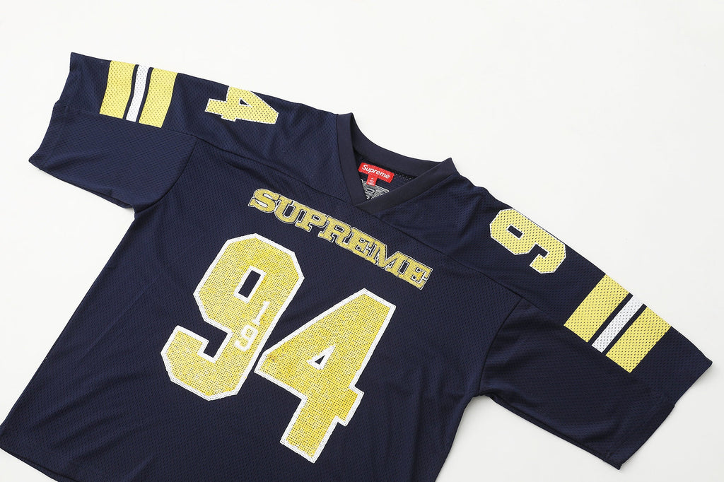 Sequin decal short sleeved casual football jersey for both men and women