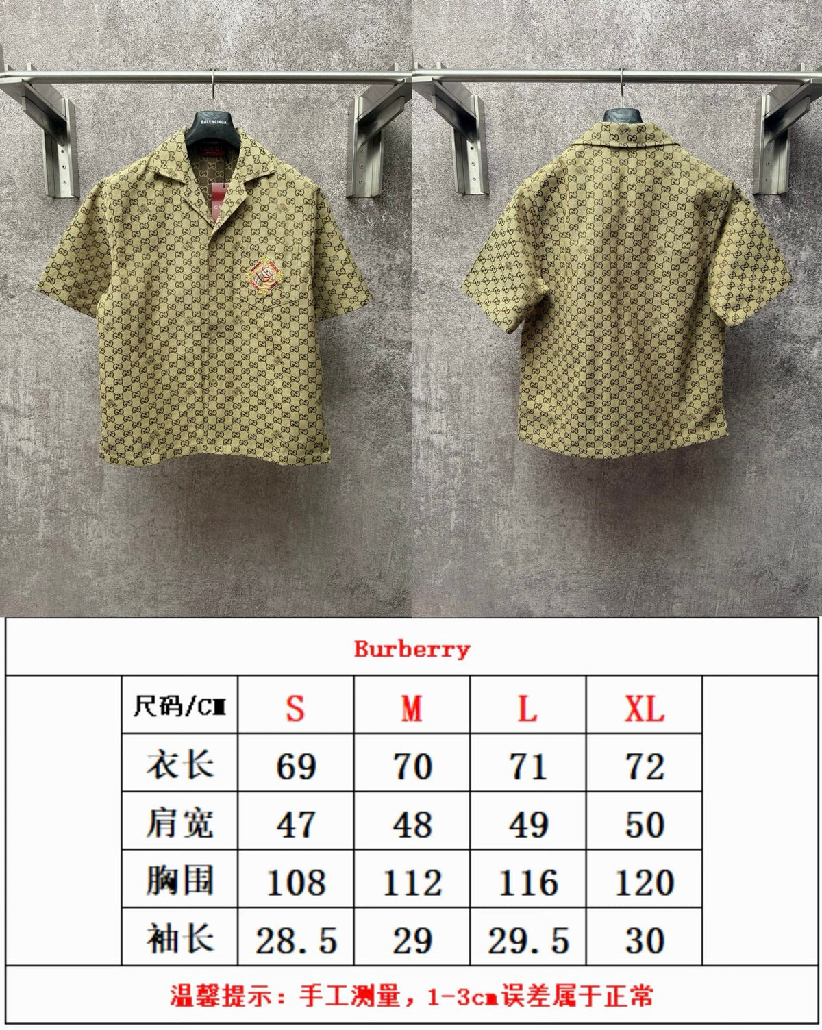 Spring and summer new equestrian embroidery square collar single breasted full printed LOGO short sleeved shirt