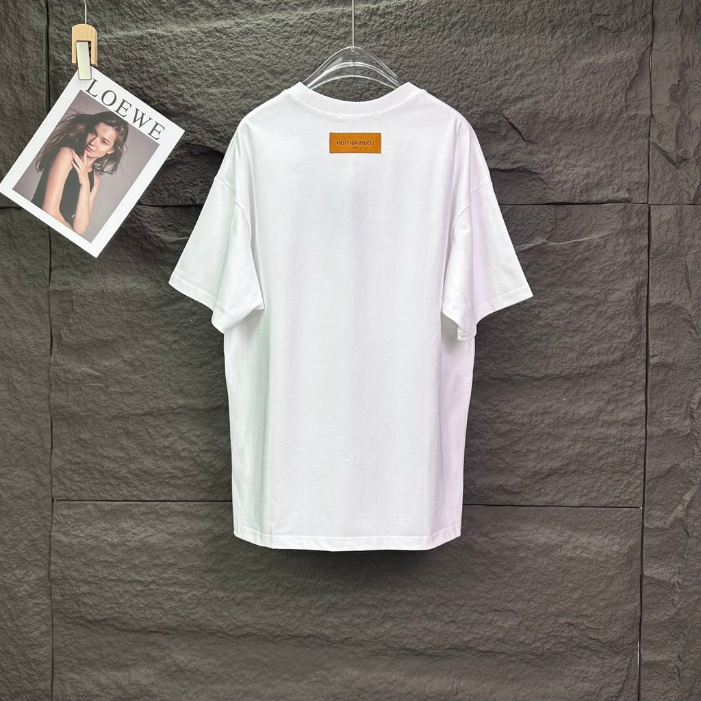 New splashed ink color logo couple's short sleeved T-shirt