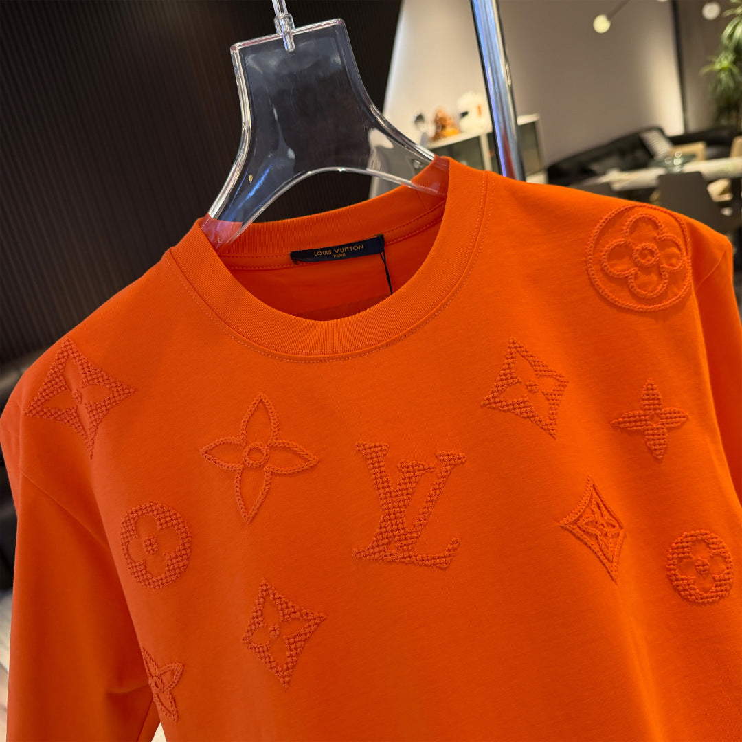 New embroidery craft logo letter short sleeved shirt