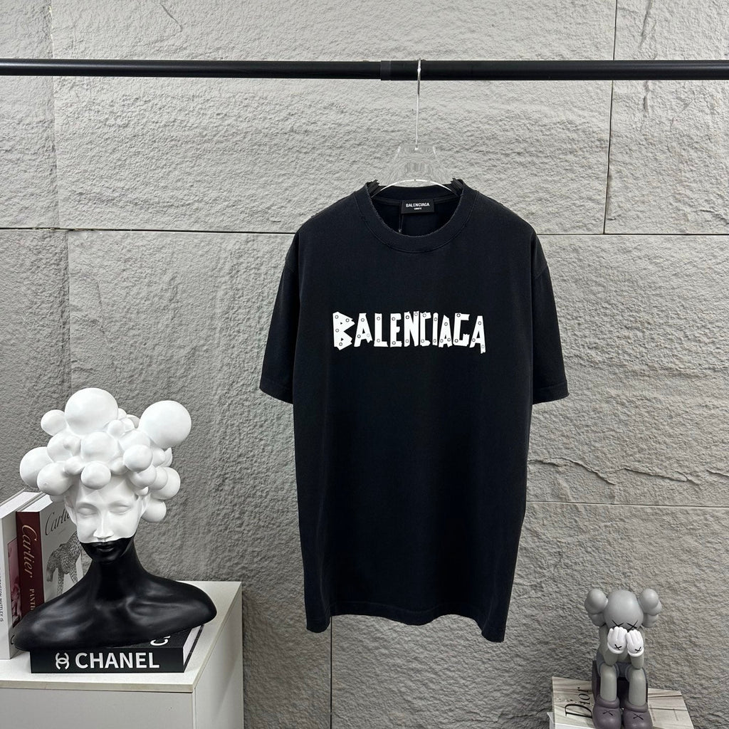 Hot stamping+hot drilling process pure cotton fabric short sleeved T-shirt for both men and women