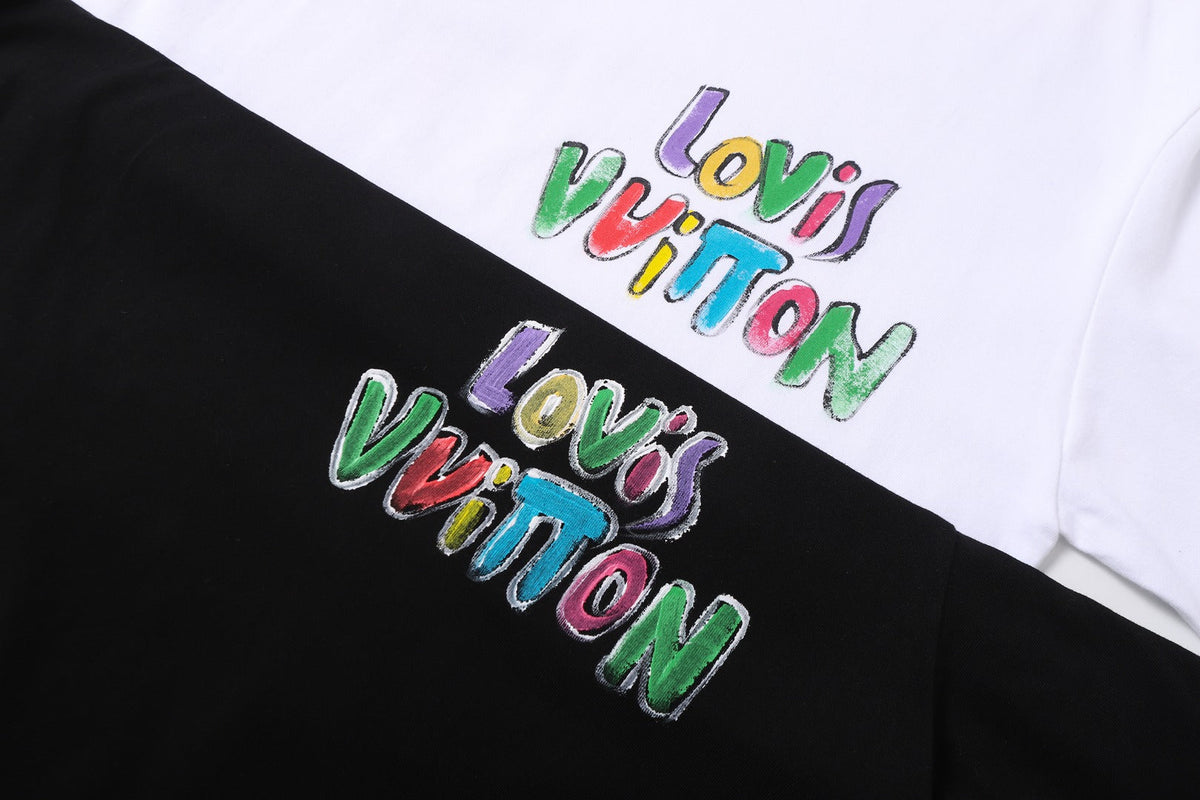 Hand drawn graffiti, splashed ink letters, logo, short sleeved t-shirt