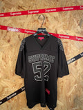 52 mesh letter embroidered V-neck football jersey casual sports short sleeved T-shirt