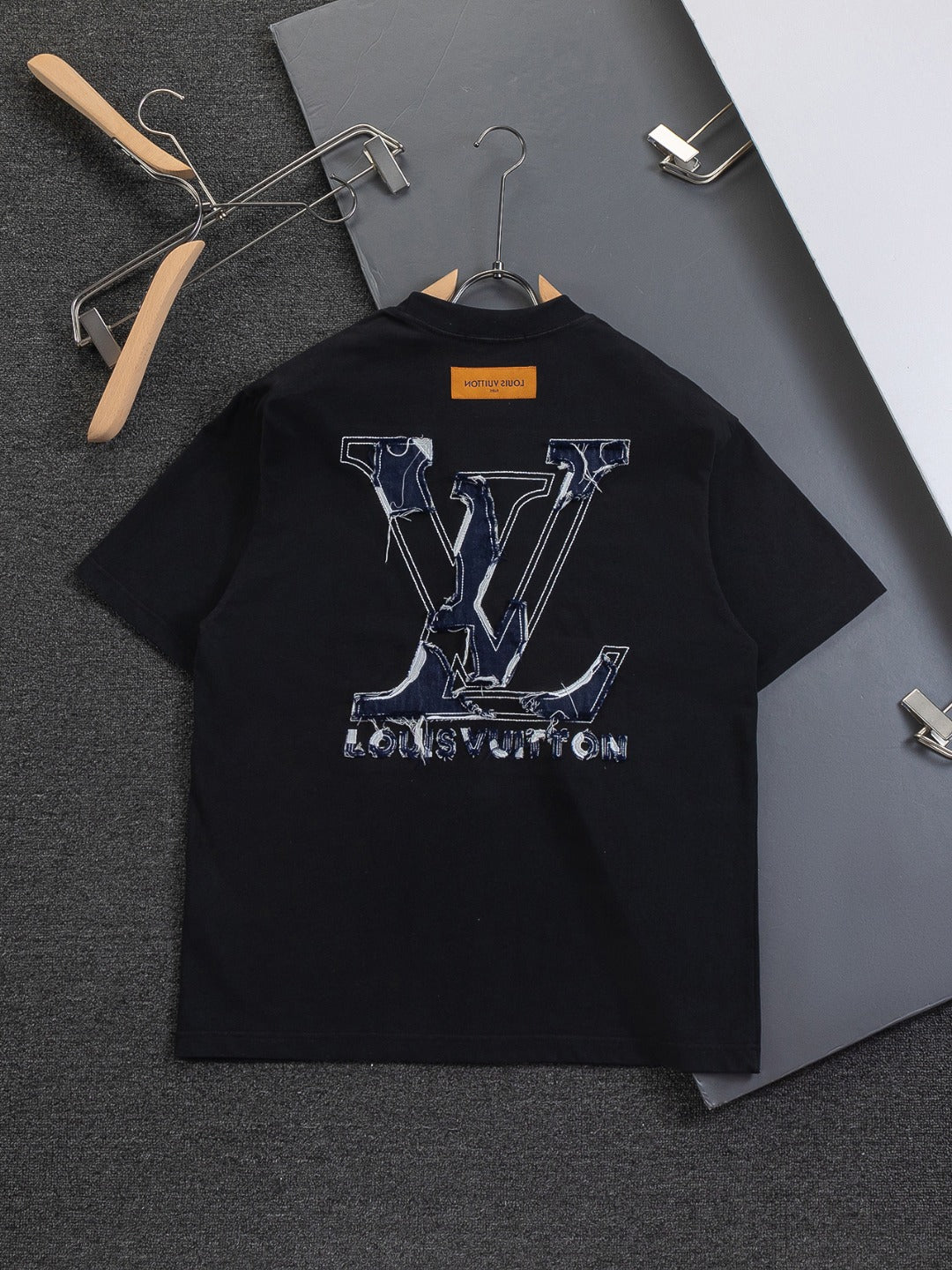 Cowboy patchwork letter embroidered round neck T-shirt