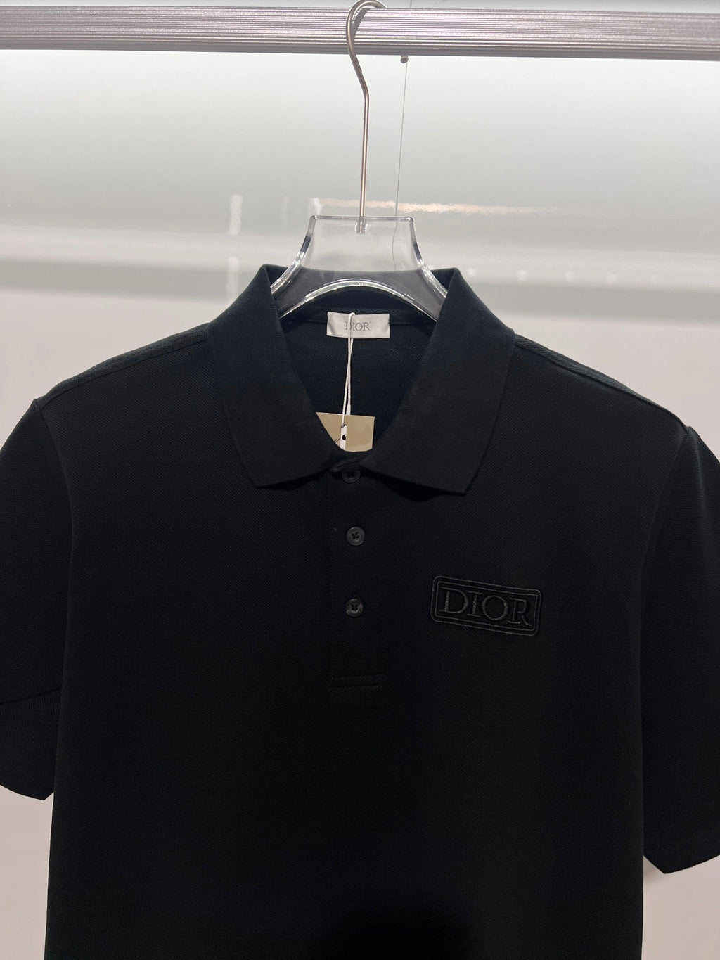 Solid color chest embroidered small letter polo shirt