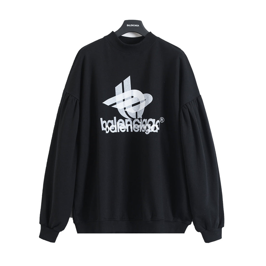 Phantom print bat sleeve round neck hoodie