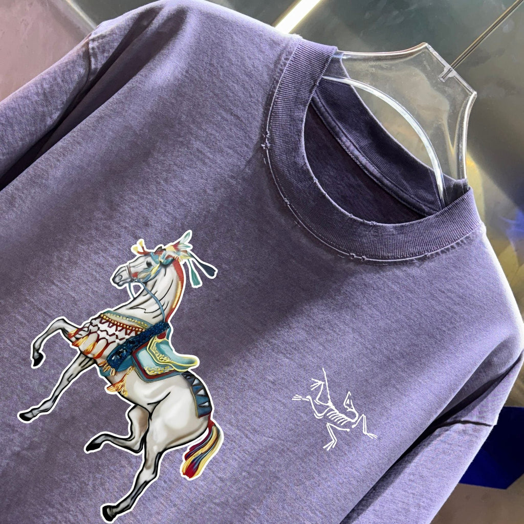 3D color blocked embroidery 🪡 Letter LOGO Phantom Spray Printed T-shirt