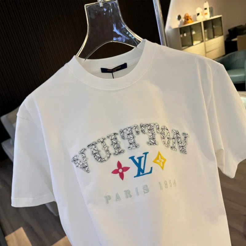 2026 New Embroidered Letter T-Shirt