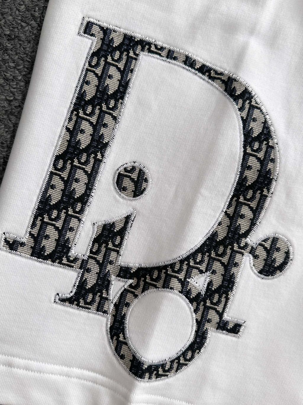 Plush striped letter casual shorts