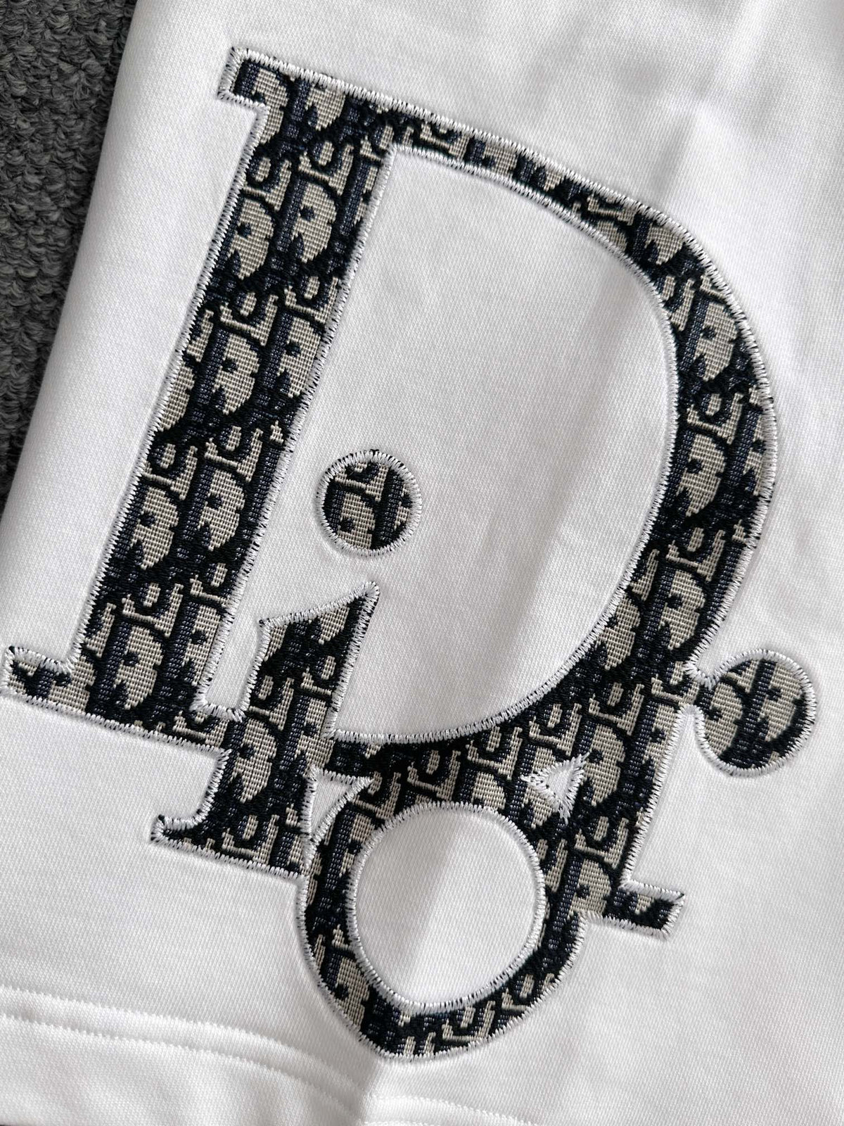 Plush striped letter casual shorts
