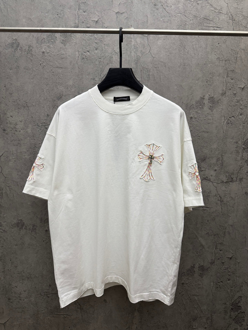 Embroidered couple short sleeved fabric with colored thread