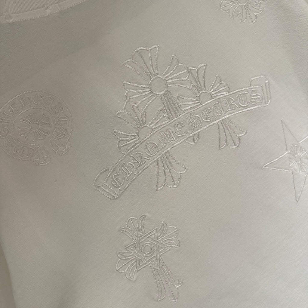 Embroidered T-shirt with front and back panels