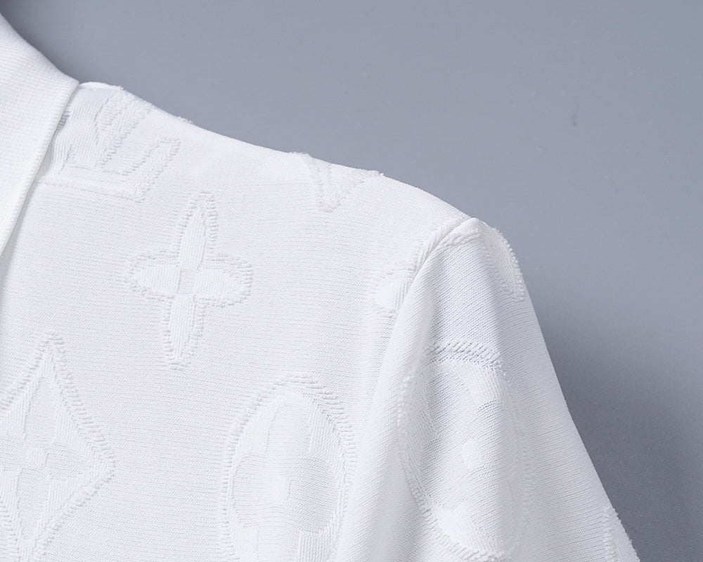 Knitted jacquard fabric lapel T-shirt