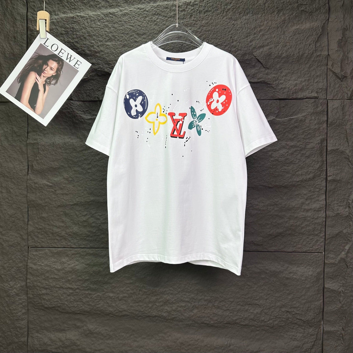 New splashed ink color logo couple's short sleeved T-shirt