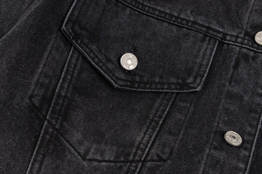 Classic back crown rhinestone vintage denim jacket