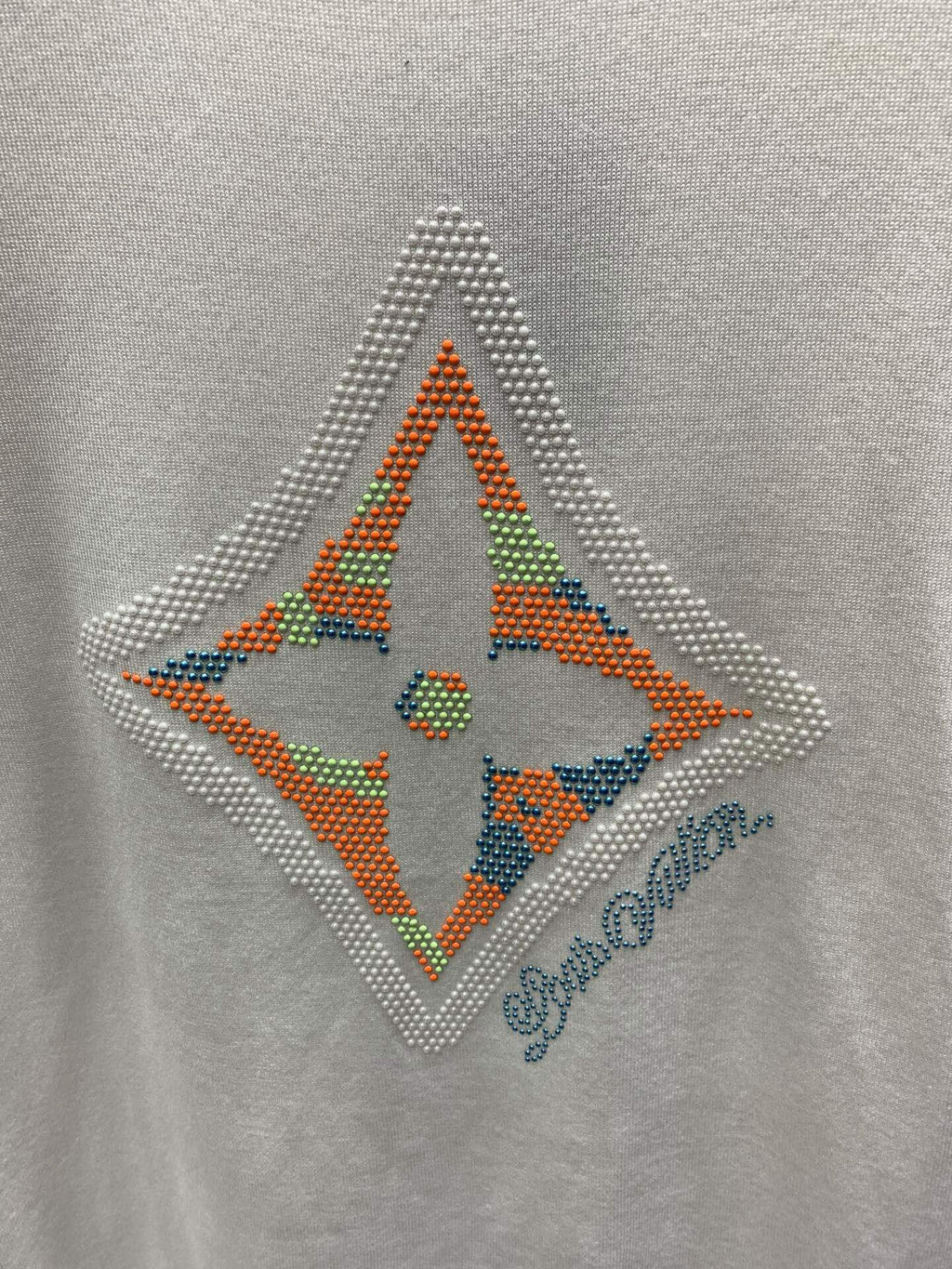 Colorful Diamond Floral Knit T Shirt