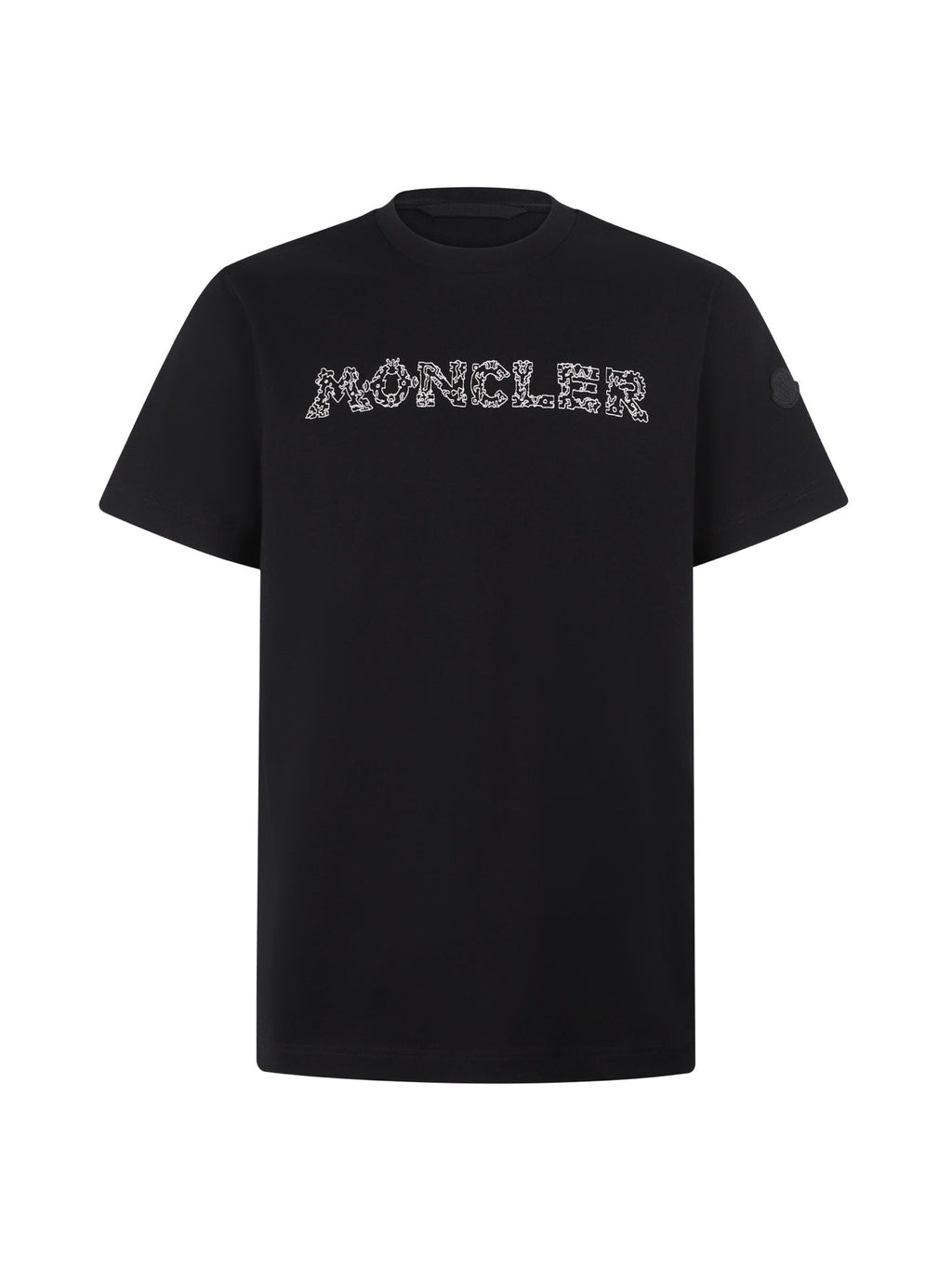 Space Embroidered Logo Round Neck Cotton T-shirt