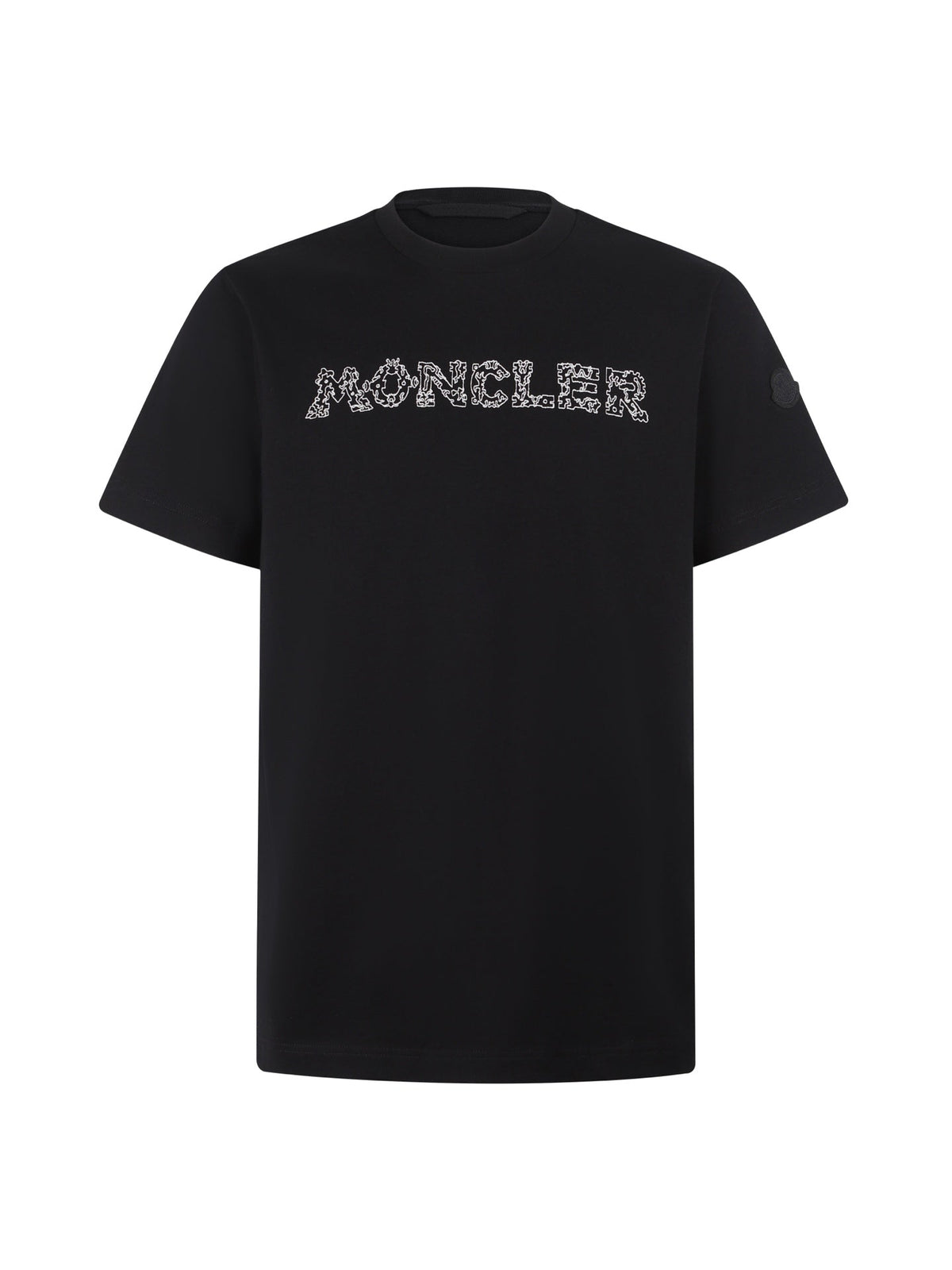 Space Embroidered Logo Round Neck Cotton T-shirt