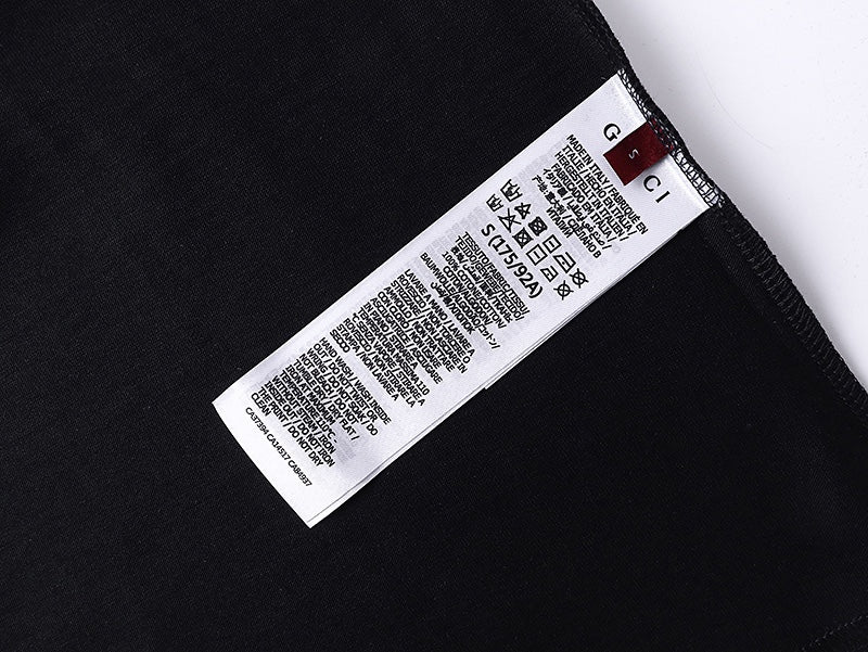 Embroidered front and printed back T-shirt