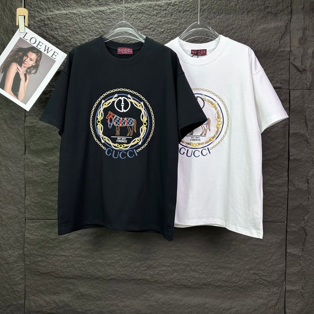 Letter logo couple's short sleeved T-shirt