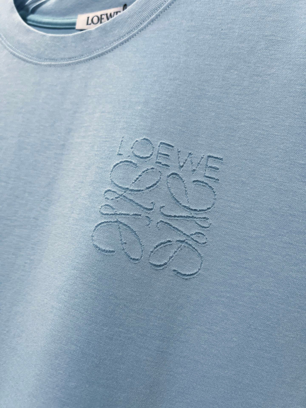 Sky Blue Minimal Label Knit T Shirt