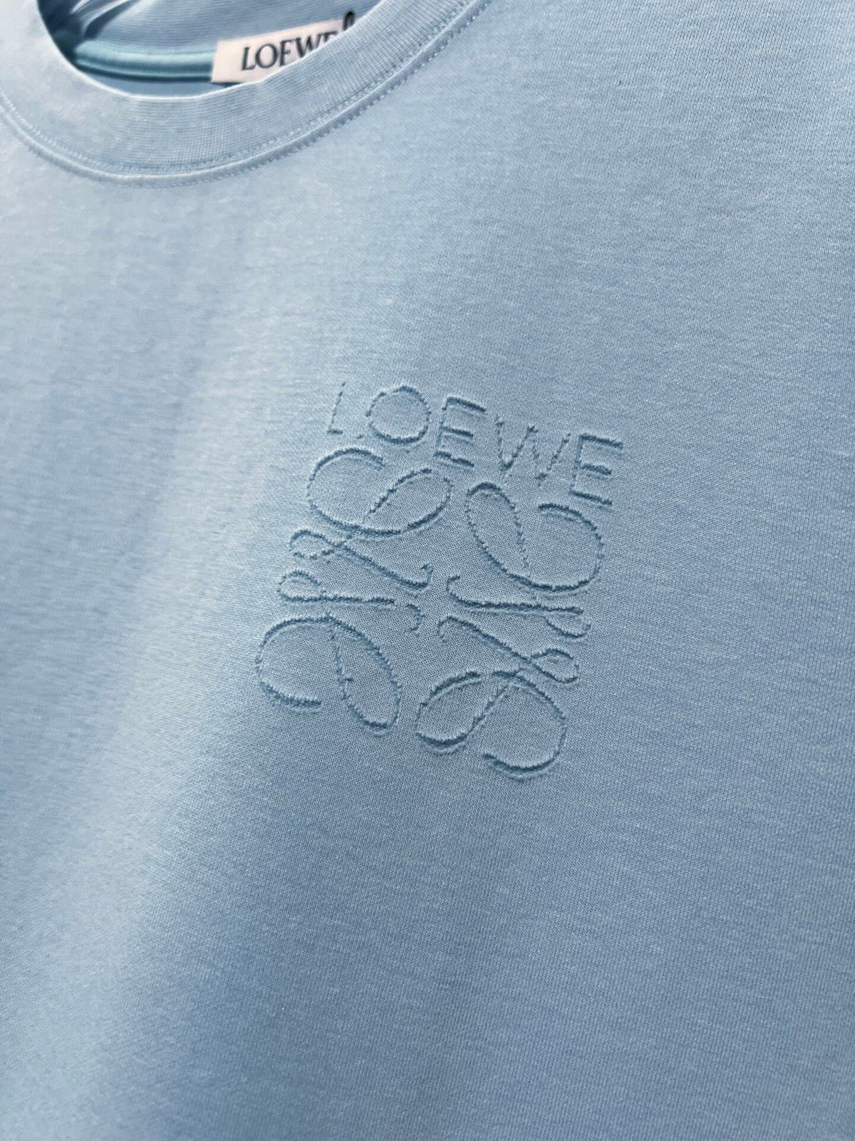 Sky Blue Minimal Label Knit T Shirt