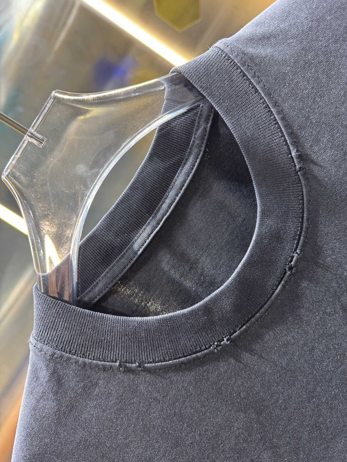 Spring and summer new washing water abrasion 320g round neck short sleeved shirt