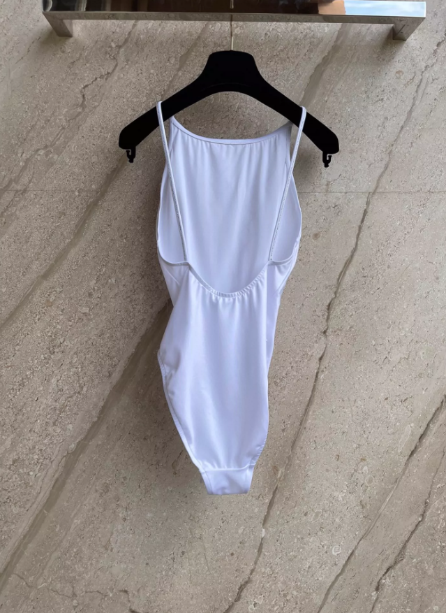 Classic White Rhinestone Swimsuit