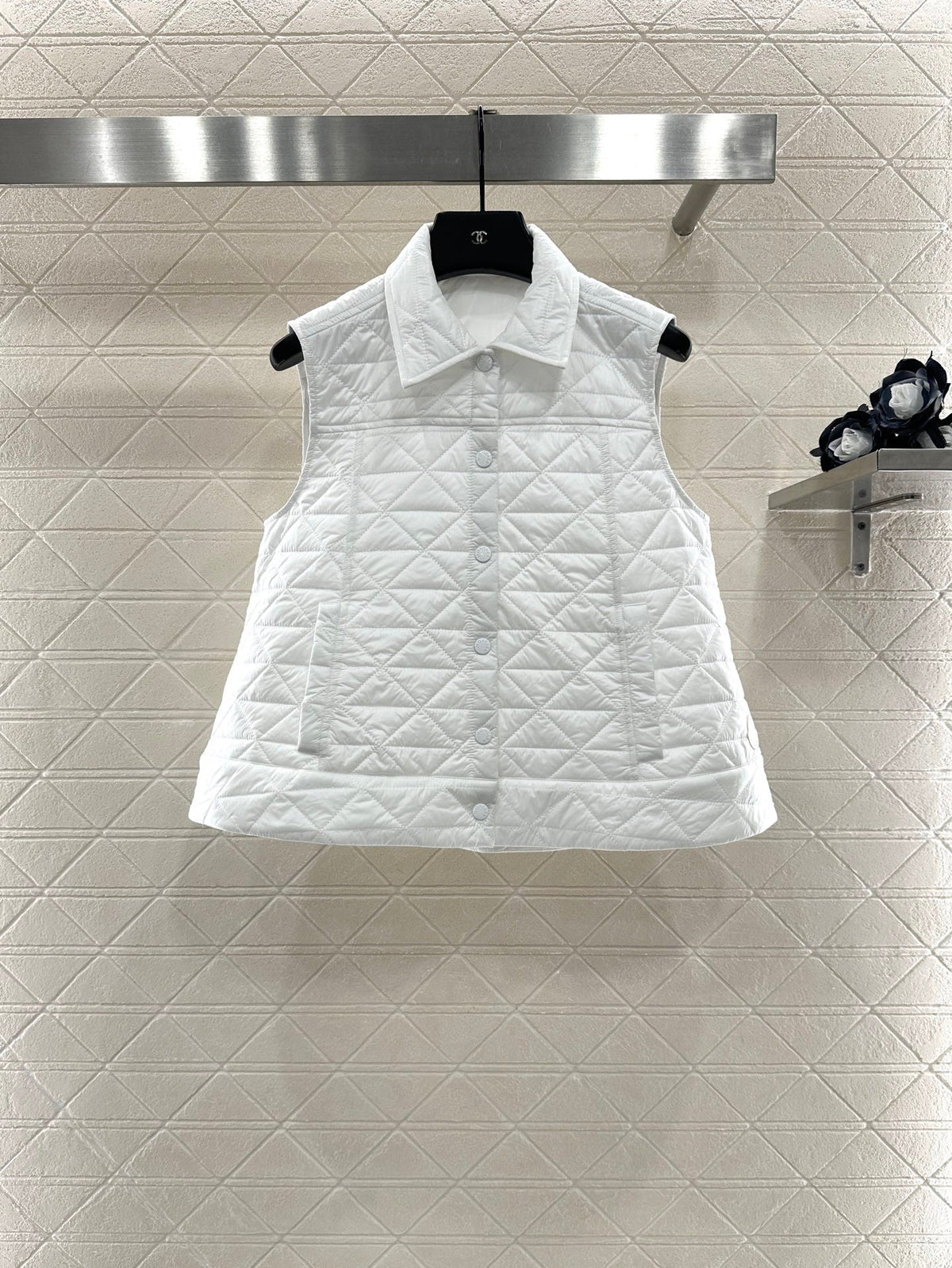 25fw new A-line rattan check cotton vest