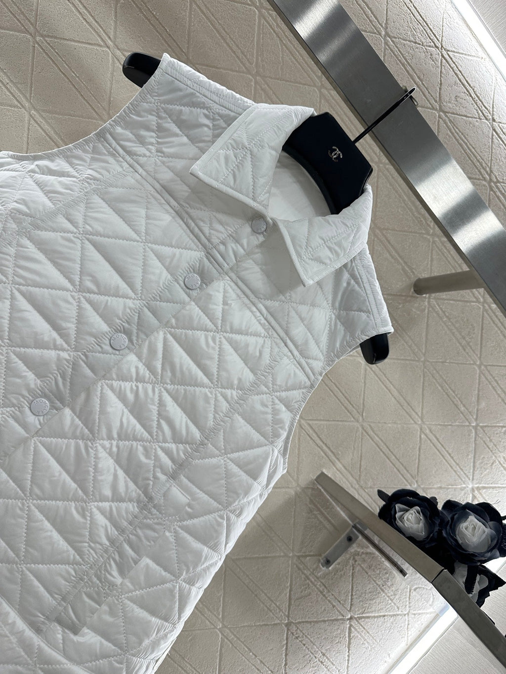 25fw new A-line rattan check cotton vest