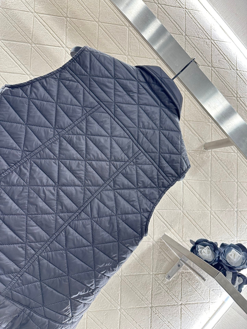 25fw new A-line rattan check cotton vest