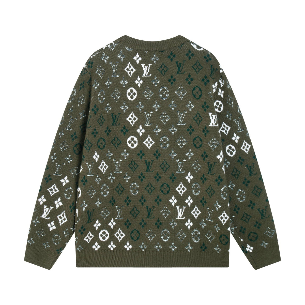 Gradient logo full print jacquard round neck knitted sweater wool sweater