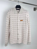 Coarse grid jacquard knitted cardigan sweater jacket